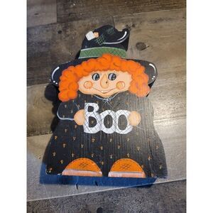 Country Folk art Halloween Witch Boo spider wooden decor